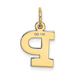 Load image into Gallery viewer, 14K Yellow Gold Small Block Letter Initial P Charm Pendant