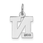 Load image into Gallery viewer, 14K White Gold Small Block Initial Letter N Charm Pendant
