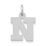 Load image into Gallery viewer, 14K White Gold Small Block Initial Letter N Charm Pendant