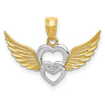 Load image into Gallery viewer, 14K Yellow Gold and Rhodium Heart with Wings Pendant