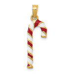 Load image into Gallery viewer, 14K Yellow Gold Enameled Candy Cane Charm