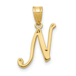 Load image into Gallery viewer, 14K Yellow Gold N Script Initial Letter Pendant