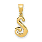 Load image into Gallery viewer, 14K Yellow Gold S Script Initial Letter Pendant