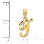 Load image into Gallery viewer, 14K Yellow Gold T Script Initial Letter Pendant