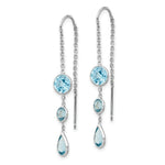 Load image into Gallery viewer, 14K White Gold Blue Topaz Dangle U Wire Earrings