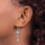 Load image into Gallery viewer, 14K White Gold Blue Topaz Dangle U Wire Earrings