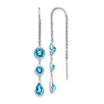 Load image into Gallery viewer, 14K White Gold Blue Topaz Dangle U Wire Earrings
