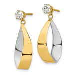 Load image into Gallery viewer, 14K Yellow Gold Oval Dangle Jacket w/Rhodium and CZ Earrings