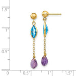 Load image into Gallery viewer, 14K Yellow Gold Amethyst and Blue Topaz Post Earrings