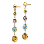Load image into Gallery viewer, 14K Yellow Gold Muti-Gemstone Dangle Post Earrings