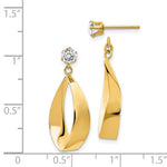 Load image into Gallery viewer, 14K Yellow Gold Polished Oval Dangle with CZ Stud Earring Jackets