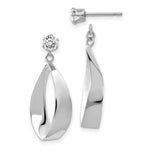 Load image into Gallery viewer, 14K White Gold Polished Oval Dangle with CZ Stud Earring Jackets