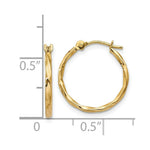 Load image into Gallery viewer, 14K Yellow Gold Twist Hoop Earrings 1.5mm width