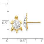 Load image into Gallery viewer, 14K Yellow Gold Crystal White Turtle Post Earrings