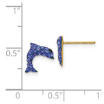 Load image into Gallery viewer, 14K Yellow Gold Crystal Blue Dolphin Post Earrings