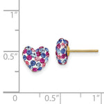 Load image into Gallery viewer, 14K Yellow Gold Blue Pink White Crystal 8mm Heart Post Earrings