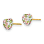 Load image into Gallery viewer, 14K Yellow Gold Pastel Multi-colored Crystal 6mm Heart Post Earrings