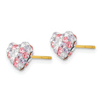 Load image into Gallery viewer, 14K Yellow Gold Multicolored Crystal 8mm Heart Post Earrings