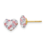 Load image into Gallery viewer, 14K Yellow Gold Multicolored Crystal 8mm Heart Post Earrings