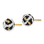 Load image into Gallery viewer, 14K Yellow Gold Crystal Leopard White Black Yellow 8mm Post Earrings