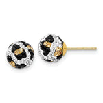 Load image into Gallery viewer, 14K Yellow Gold Crystal Leopard White Black Yellow 8mm Post Earrings