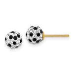 Load image into Gallery viewer, 14K Yellow Gold Black and White Crystal 6mm Post Earrings