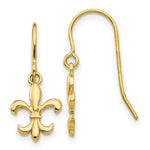 Load image into Gallery viewer, 14K Yellow Gold Fleur de lis Dangle Earrings