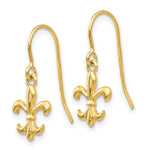 Load image into Gallery viewer, 14K Yellow Gold Fleur de lis Dangle Earrings