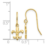 Load image into Gallery viewer, 14K Yellow Gold Fleur de lis Dangle Earrings