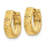 Load image into Gallery viewer, 14K Yellow Gold Textured and Polished Hinged Hoop Earrings 12mm length