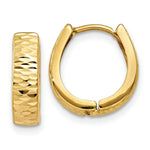 Load image into Gallery viewer, 14K Yellow Gold Textured and Polished Hinged Hoop Earrings 12mm length