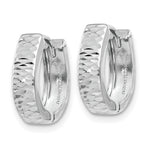 Load image into Gallery viewer, 14K White Gold Textured and Polished Hinged Hoop Earrings 3mm width