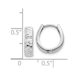 Load image into Gallery viewer, 14K White Gold Textured and Polished Hinged Hoop Earrings 3mm width