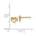 Load image into Gallery viewer, 14K Two-tone Gold Polished and Satin Heart Post Earrings
