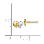 Load image into Gallery viewer, 14K Yellow Gold with Rhodium Polished Heart Post Earrings