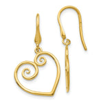 Load image into Gallery viewer, 14K Yellow Gold Yellow Gold Heart Dangle Shepherd Hook Earrings
