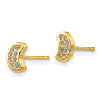 Load image into Gallery viewer, 14K Yellow Gold Polished CZ Moon Post Earrings