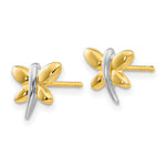 Load image into Gallery viewer, 14K Yellow Gold with Rhodium Polished Dragonfly Post Earrings