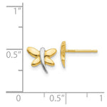 Load image into Gallery viewer, 14K Yellow Gold with Rhodium Polished Dragonfly Post Earrings