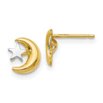 Load image into Gallery viewer, 14K Yellow Gold Moon & Star Post Earrings