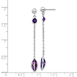 Load image into Gallery viewer, 14K White Gold Amethyst Post Dangle Earrings