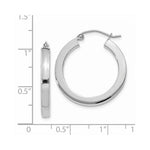 Load image into Gallery viewer, 14K White Gold 3mm Polished Square Tube Hoop Earrings 3mm width