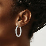 Load image into Gallery viewer, 14K White Gold 3mm Polished Square Tube Hoop Earrings 3mm width