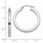 Load image into Gallery viewer, 14K White Gold 3mm Polished Square Tube Hoop Earrings 3mm width