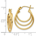 Load image into Gallery viewer, 14K Yellow Gold Triple Hoop Earrings 4mm width