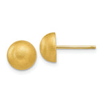 Load image into Gallery viewer, 14K Yellow Gold Hollow Satin 8mm Half Ball Post Earrings 8mm width