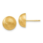 Load image into Gallery viewer, 14K Yellow Gold Hollow Satin 10.50mm Half Ball Post Earrings