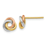 Load image into Gallery viewer, 14K Tri-Color Gold Twisted Knot Post Earrings