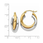 Load image into Gallery viewer, 14K Two-tone Gold Polished Double Tube Hoop Earrings 7mm width