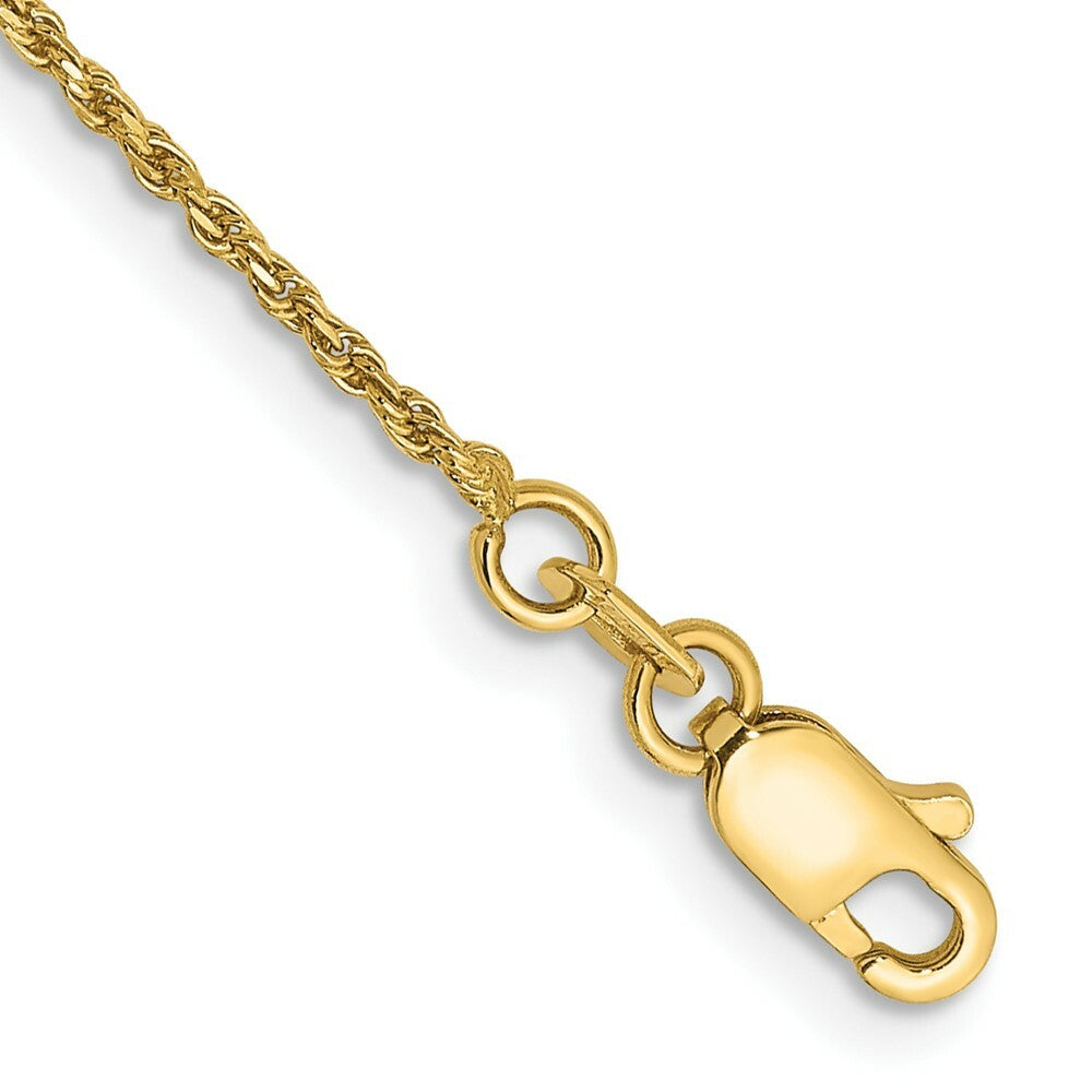 14K Yellow Gold 1.15mm Machine-made Rope Chain Anklet  Length 9'' inches